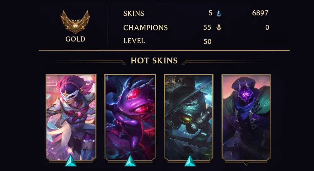 EUW - GOLD III - 50 LVL - 5 SKIN