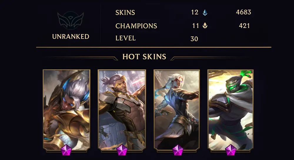 UNRANKED - 30 LVL - 12 SKIN
