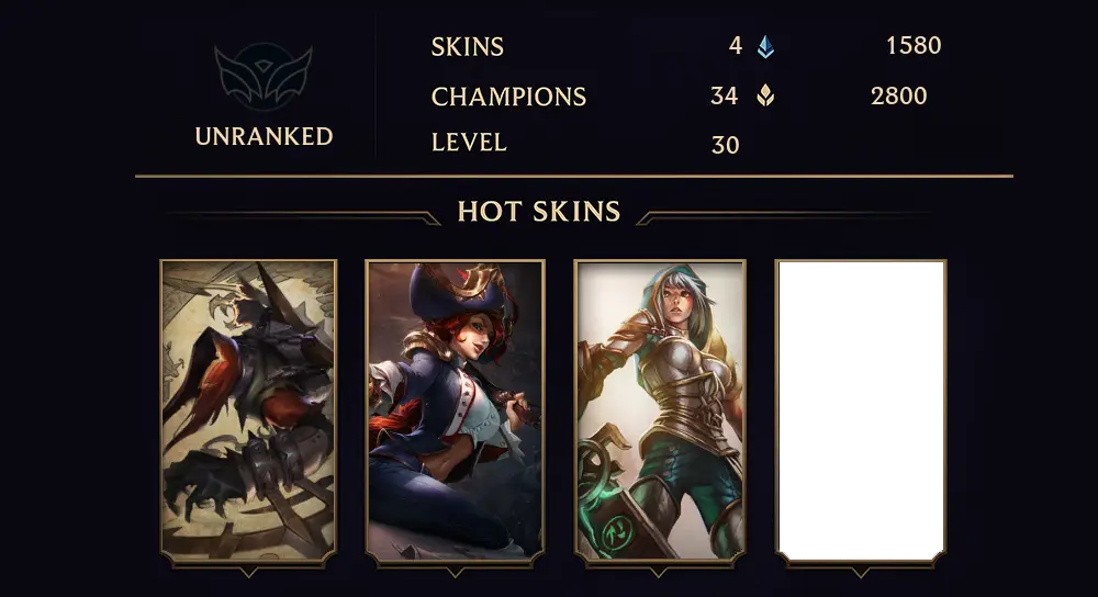 UNRANKED - 30 LVL - 4 SKIN
