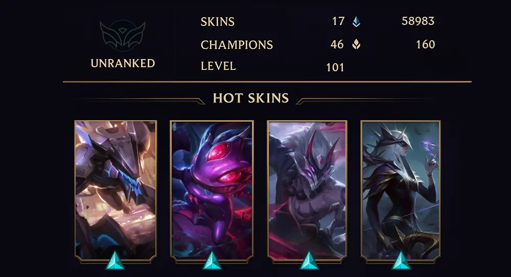 UNRANKED - 101 LVL - 17 SKIN