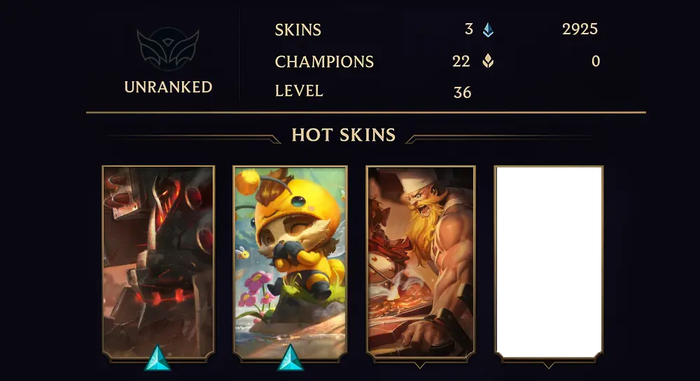UNRANKED - 36 LVL - 3 SKIN