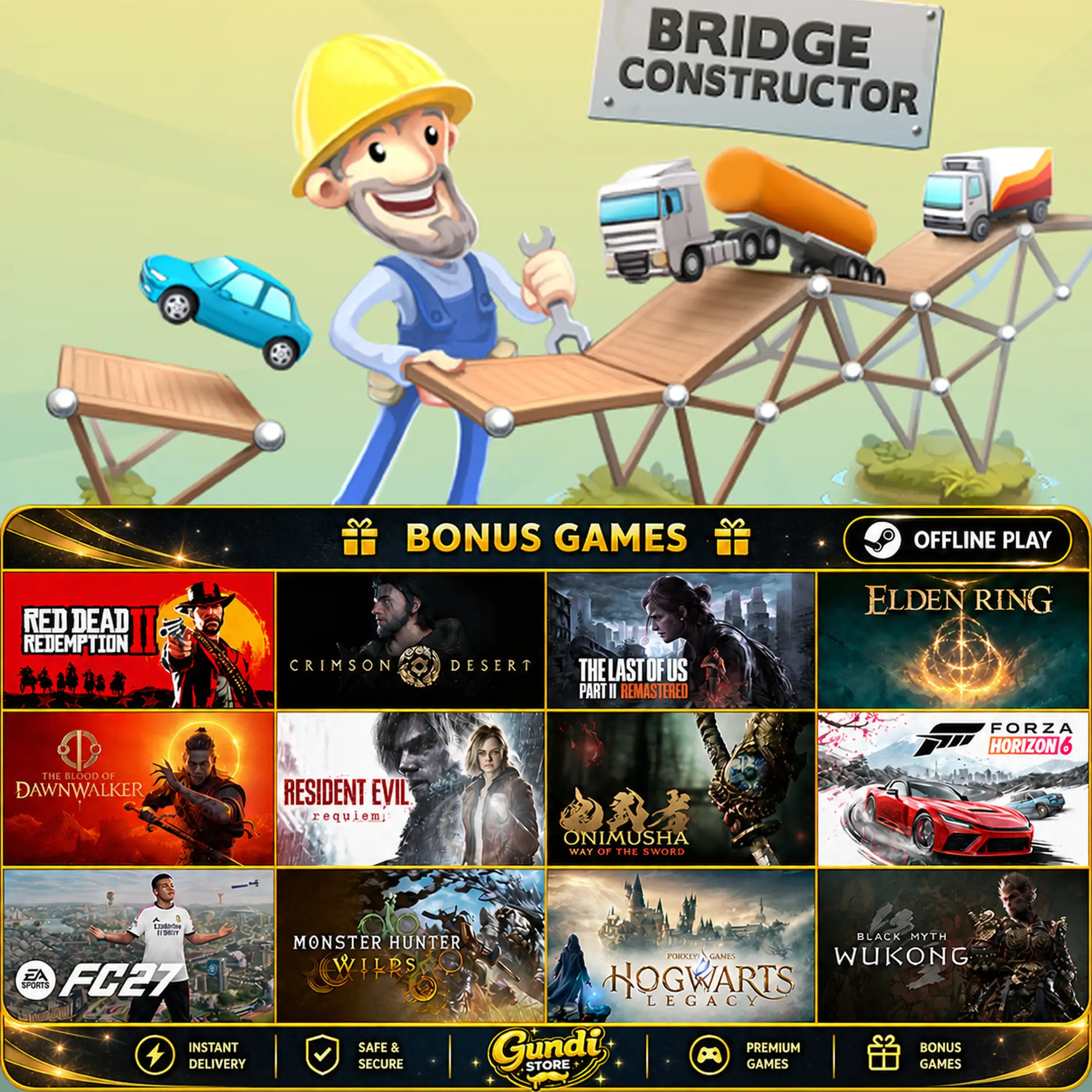 [AUTO CODE] - Bridge Constructor + BONUS GAME