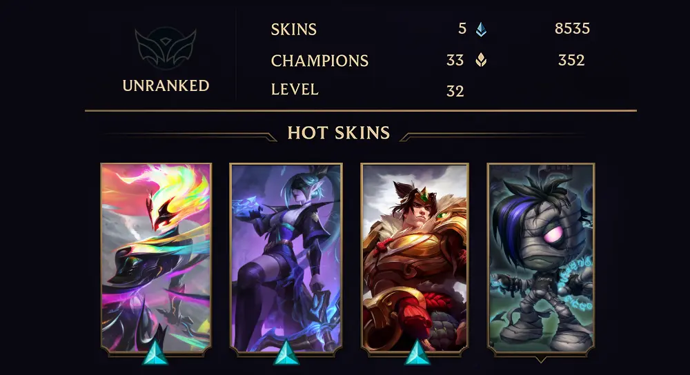 UNRANKED - 32 LVL - 5 SKIN