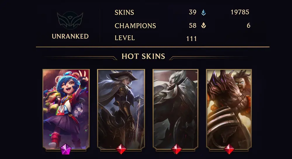 UNRANKED - 111 LVL - 39 SKIN