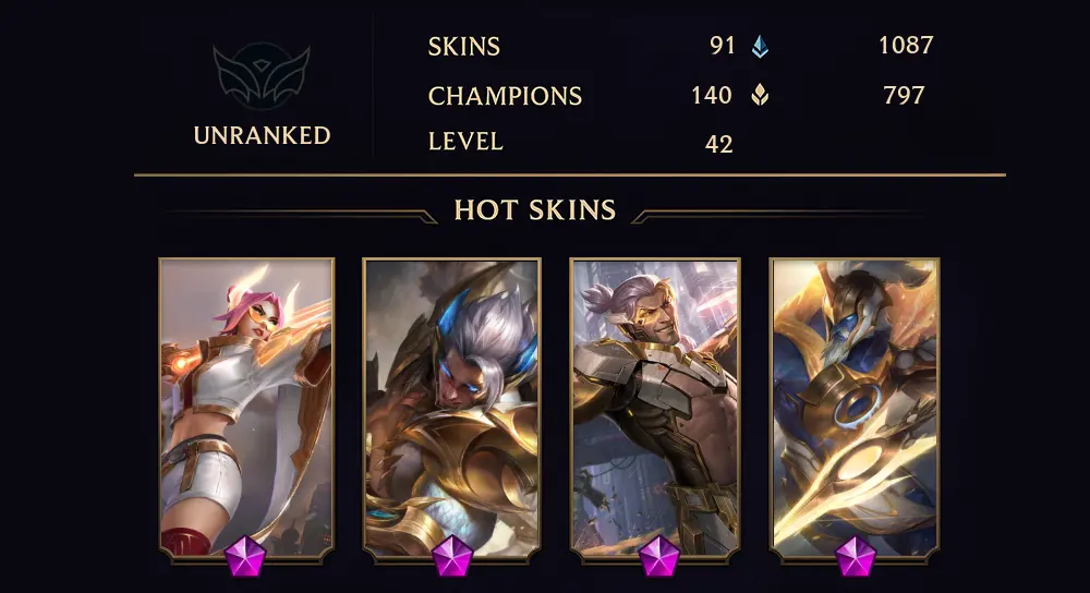 UNRANKED - 42 LVL - 91 SKIN