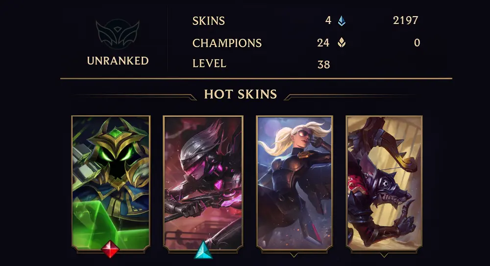UNRANKED - 38 LVL - 4 SKIN