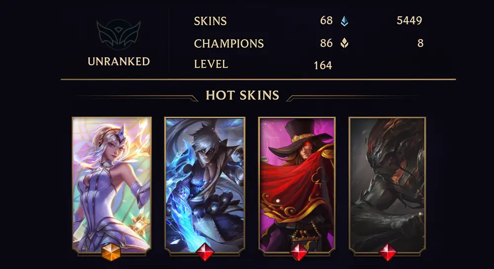 UNRANKED - 164 LVL - 68 SKIN