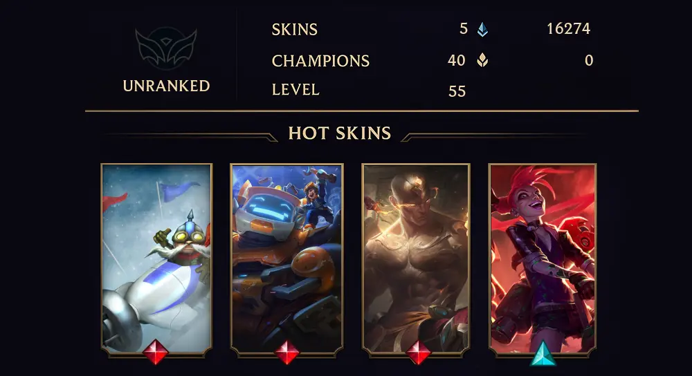 UNRANKED - 55 LVL - 5 SKIN