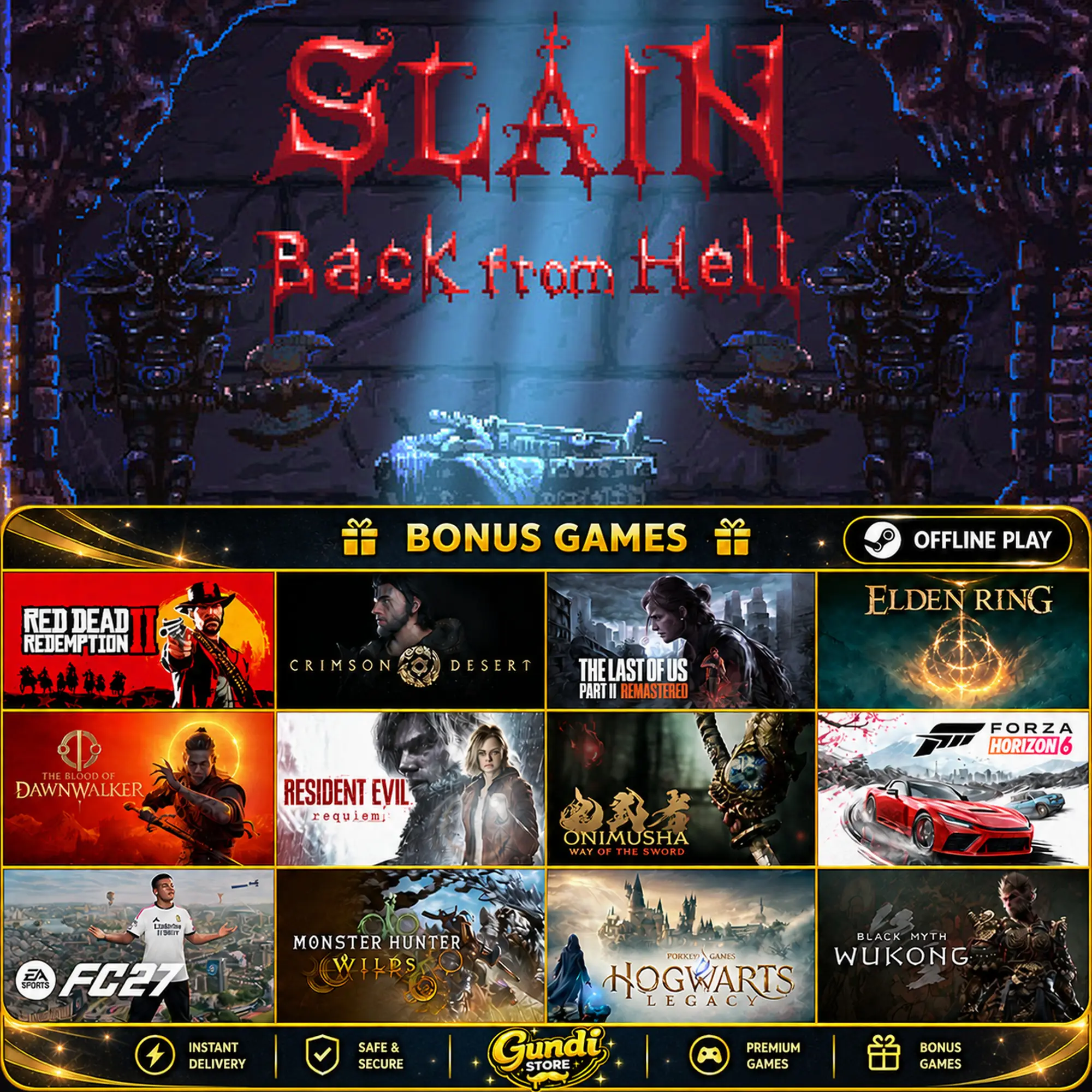 [AUTO CODE] - Slain_ Back from Hell + BONUS GAME