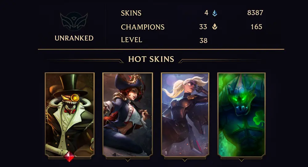 UNRANKED - 38 LVL - 4 SKIN