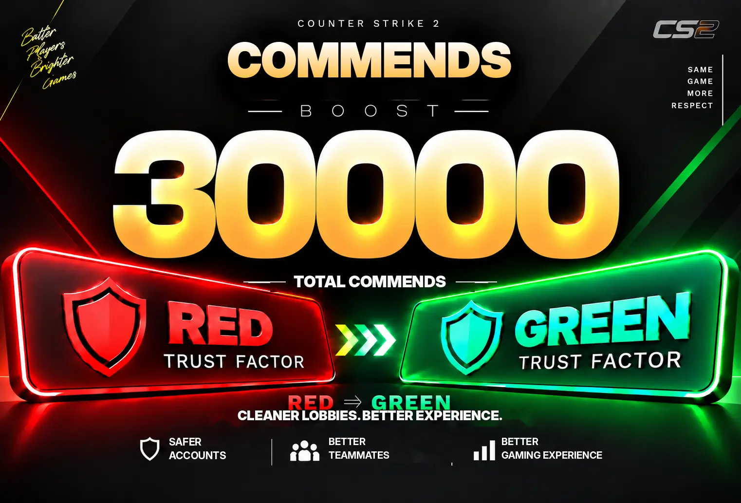 🤍CS2 COMMENDS BOOST🤍(10000/10000/10000)🤍GREEN FACTOR, LIKES, PRAISE🤍
