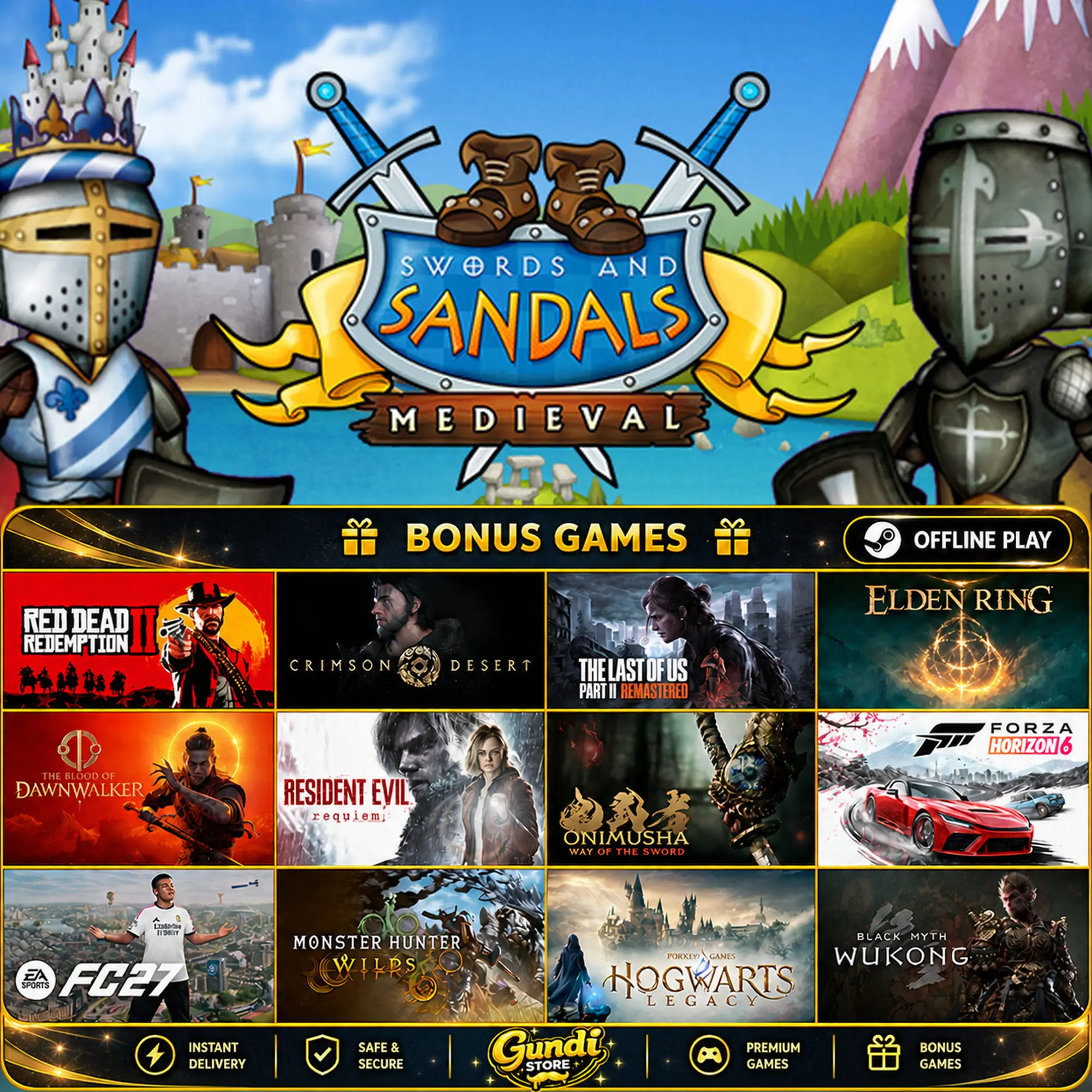 [AUTO CODE] - Swords and Sandals Medieval + BONUS GAME