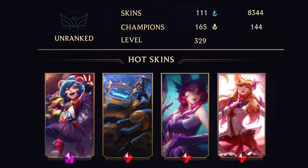 UNRANKED - 329 LVL - 111 SKIN
