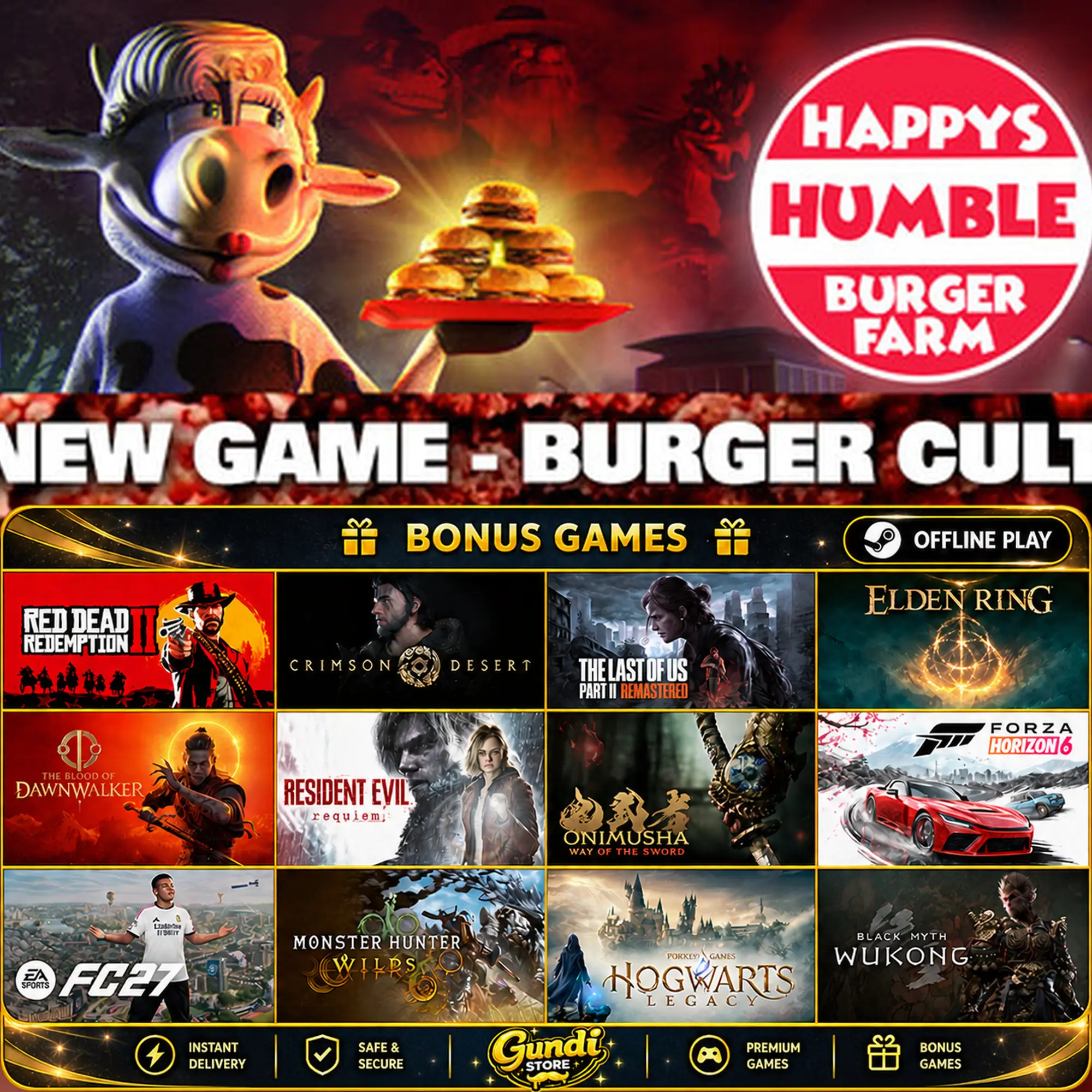 [AUTO CODE] - Happy's Humble Burger Farm + BONUS GAME