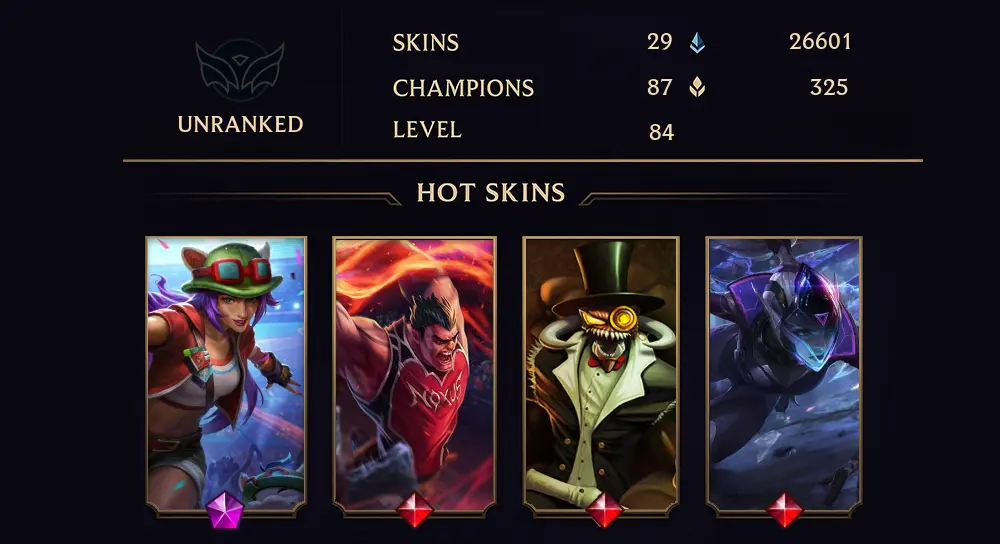 UNRANKED - 84 LVL - 29 SKIN