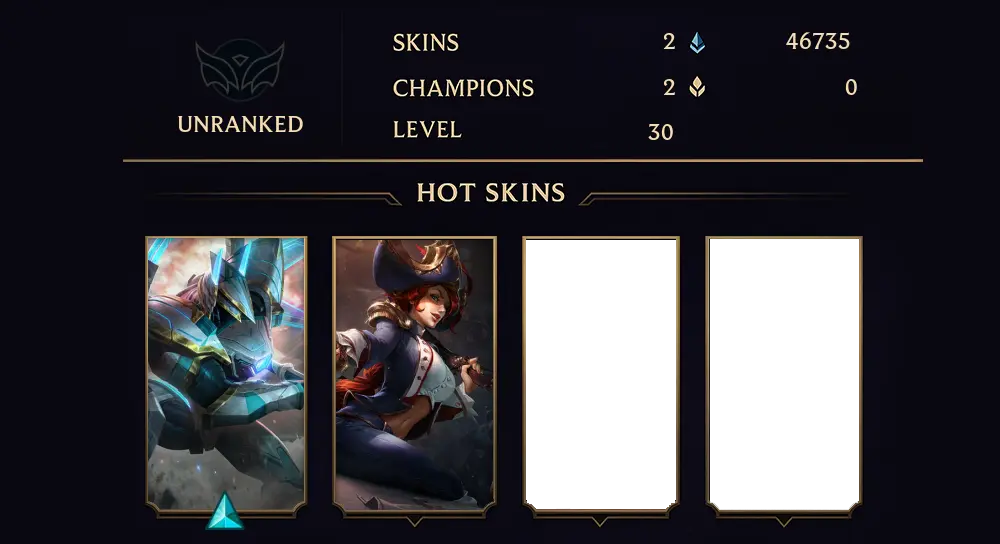 UNRANKED - 30 LVL - 2 SKIN