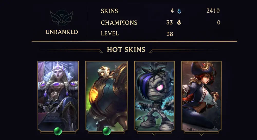 UNRANKED - 38 LVL - 4 SKIN