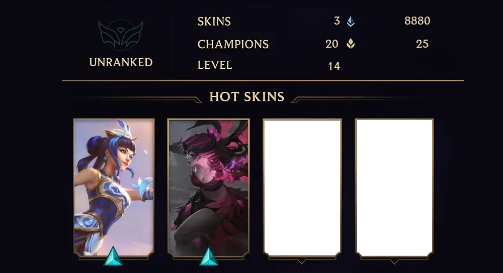 UNRANKED - 14 LVL - 3 SKIN