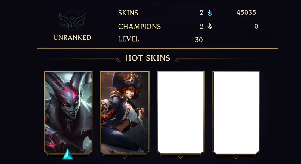 UNRANKED - 30 LVL - 2 SKIN