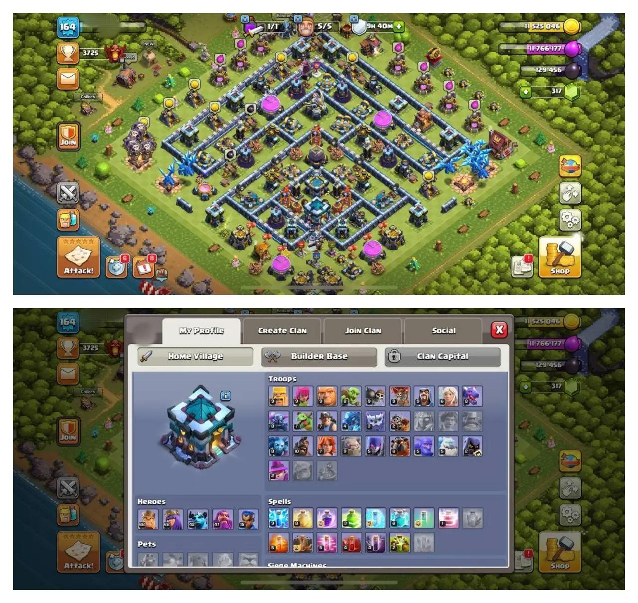 {70% DISCOUNT} TH13 SEMI MAX ⚡️4 EPIC EQUIPMENT⚡️XP-164⚡️HERO 68-68-42-47-15⚡️580 CWL MEDALS ⚡️MAGIC ITEMS⚡️OP LAB⚡️INSTANT DELIVERY 🚚