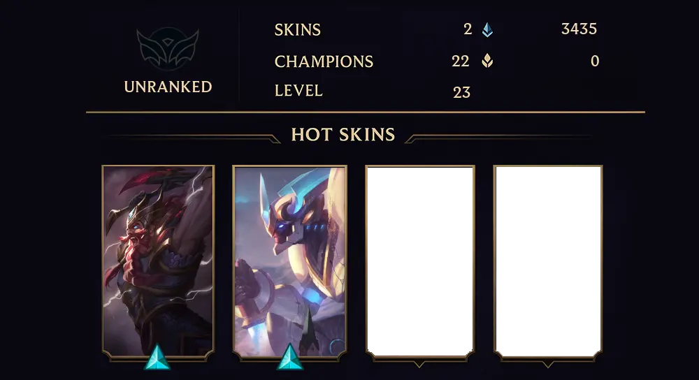 LAS - UNRANKED - 23 LVL - 2 SKIN