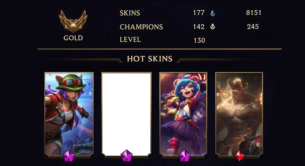 GOLD IV - 130 LVL - 177 SKIN