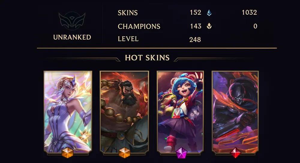 VN - UNRANKED - 248 LVL - 152 SKIN