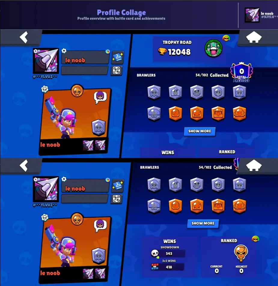 54 Brawlers - 12K Trophies - 1 Hypercharged - 40 Skins - 3 Max Power
