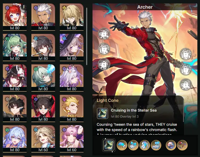 EU - Trailblaze Level: 69 - 39 CHARACTERS - E1 Tribbie - Archer - Luocha - Huohuo - The Herta - Sparkle - Anaxa - Castorice - Dan Heng • Permansor Terrae - Rin Tohsaka - Gilgamesh - Robin • Summeretto - Yanqing - Fu Xuan - Bronya - Himeko - Bailu - Gepard