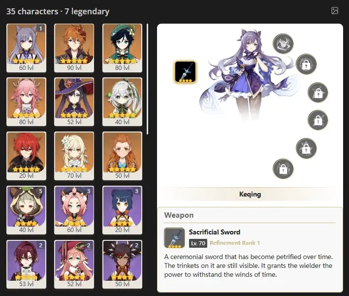 EU- AR:52- 35 CHARACTERS [ 8- 5 STARS CHARACTERS ]