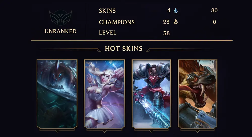 UNRANKED - 38 LVL - 4 SKIN