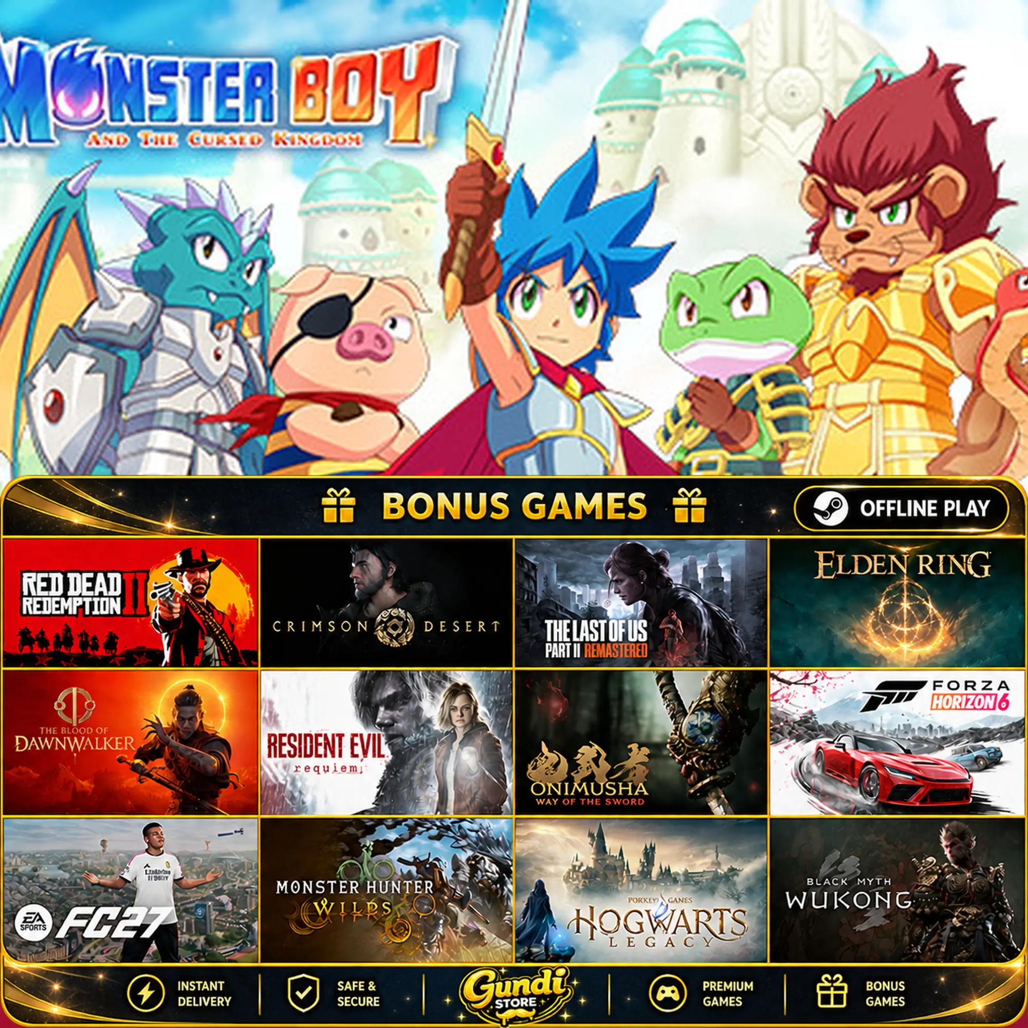 [AUTO CODE] - Monster Boy And The Cursed Kingdom + BONUS GAME