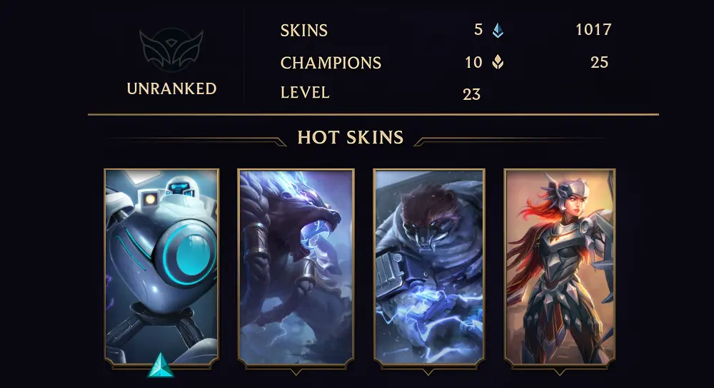 UNRANKED - 23 LVL - 5 SKIN