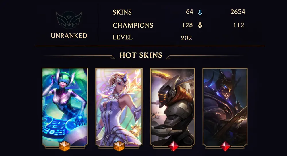 UNRANKED - 202 LVL - 64 SKIN