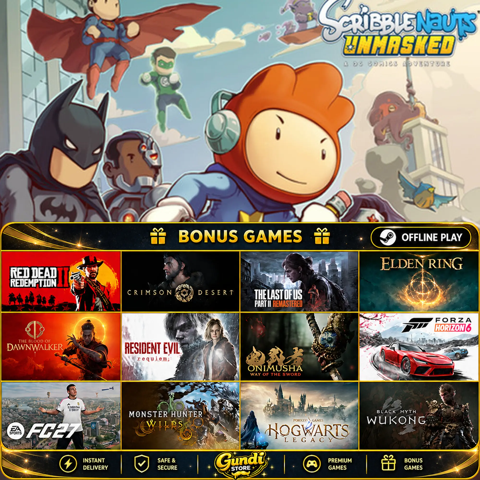 [AUTO CODE] - Scribblenauts Unmasked + BONUS GAME