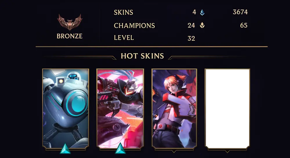 BRONZE II - 32 LVL - 4 SKIN