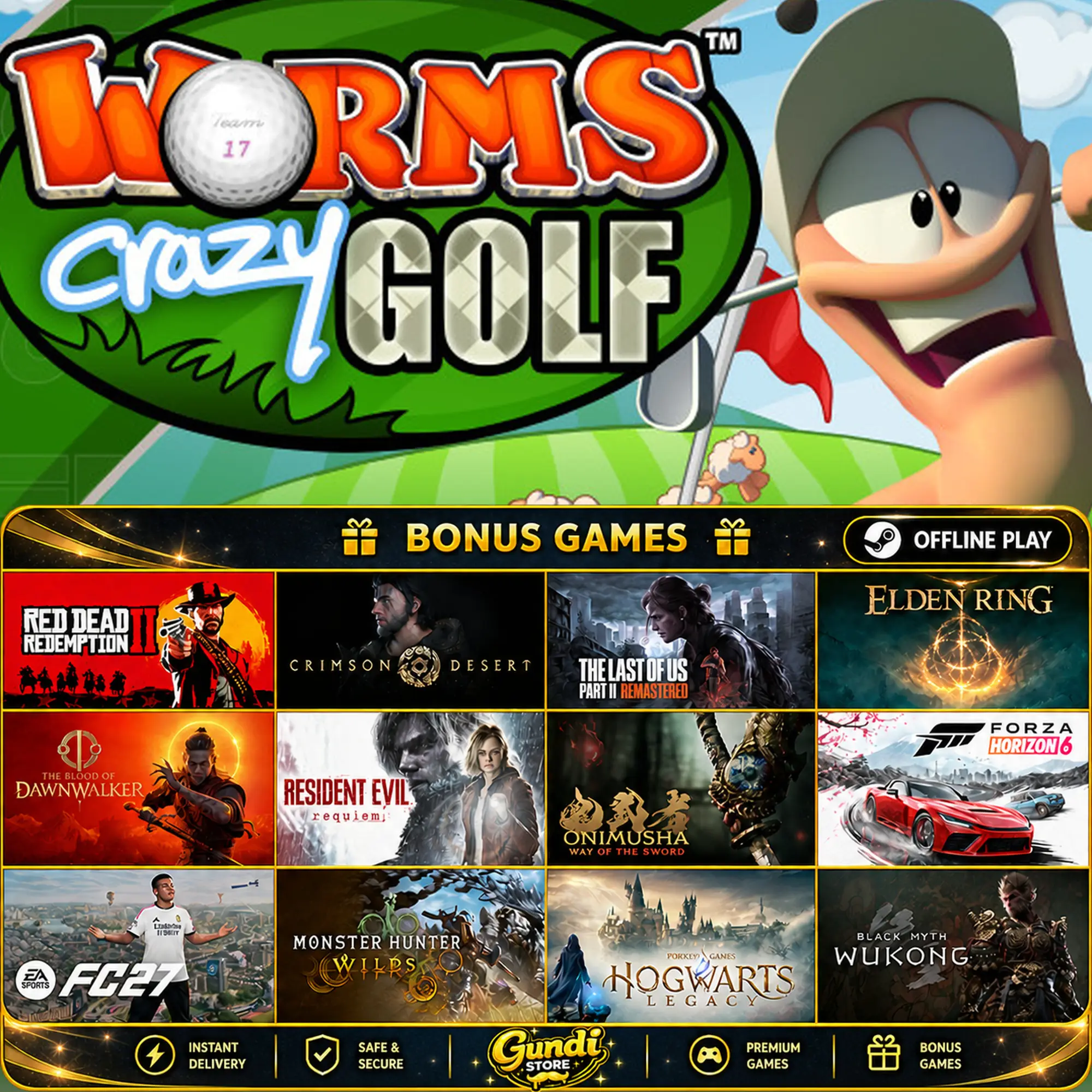 [AUTO CODE] - Worms Crazy Golf + BONUS GAME
