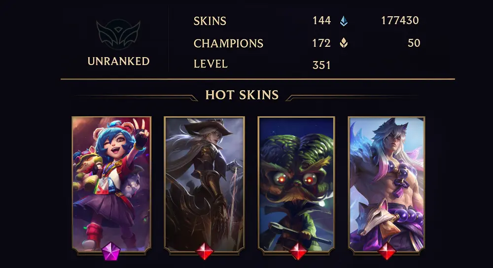 VN - UNRANKED - 351 LVL - 144 SKIN