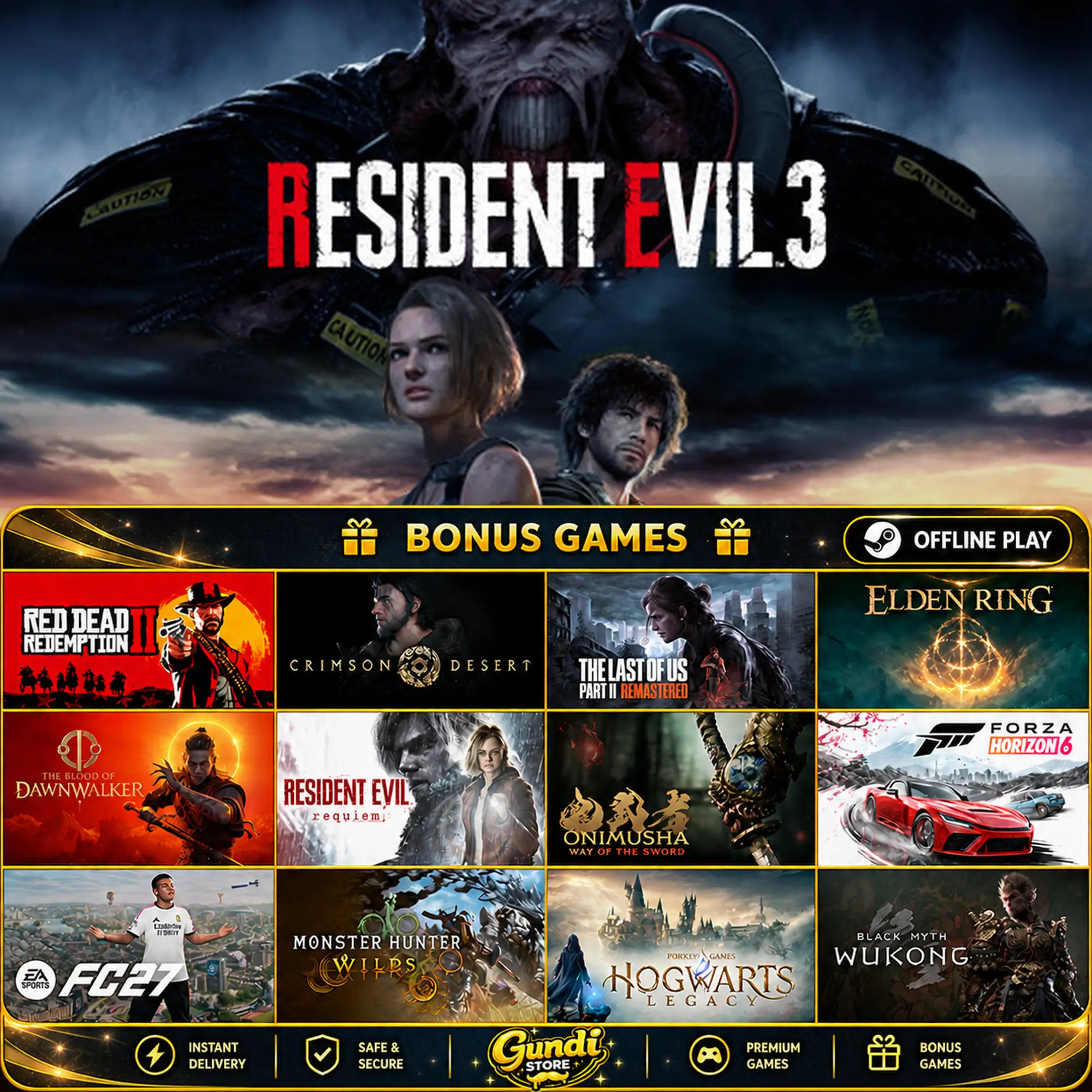 [AUTO CODE] - Resident Evil 3 + BONUS GAME