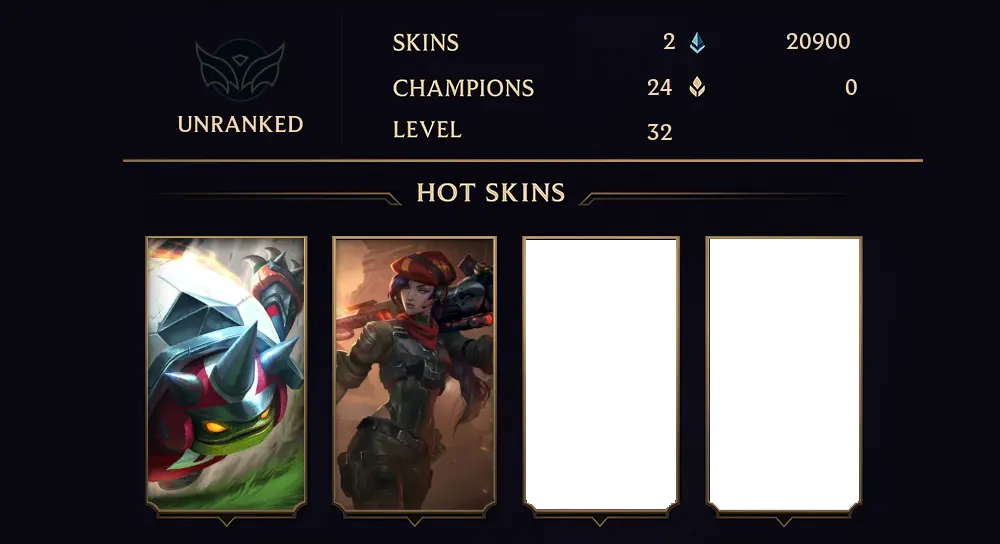 UNRANKED - 32 LVL - 2 SKIN
