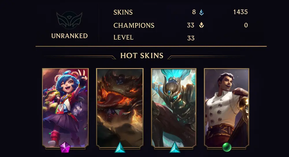 UNRANKED - 33 LVL - 8 SKIN