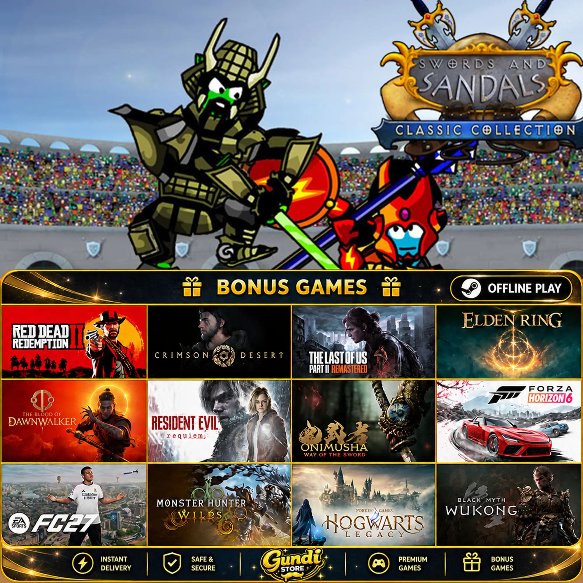 [AUTO CODE] - Swords and Sandals Classic Collection + BONUS GAME