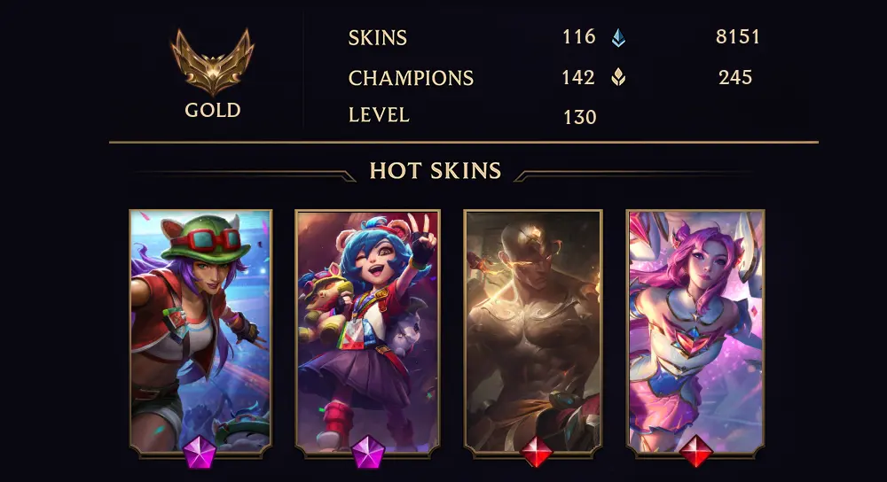 GOLD IV - 130 LVL - 116 SKIN