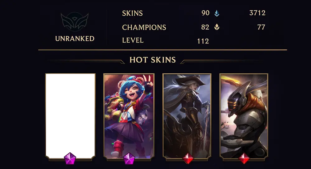 UNRANKED - 112 LVL - 90 SKIN