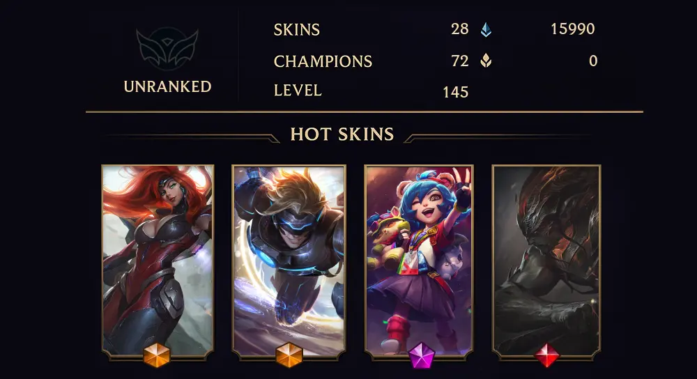 UNRANKED - 145 LVL - 28 SKIN