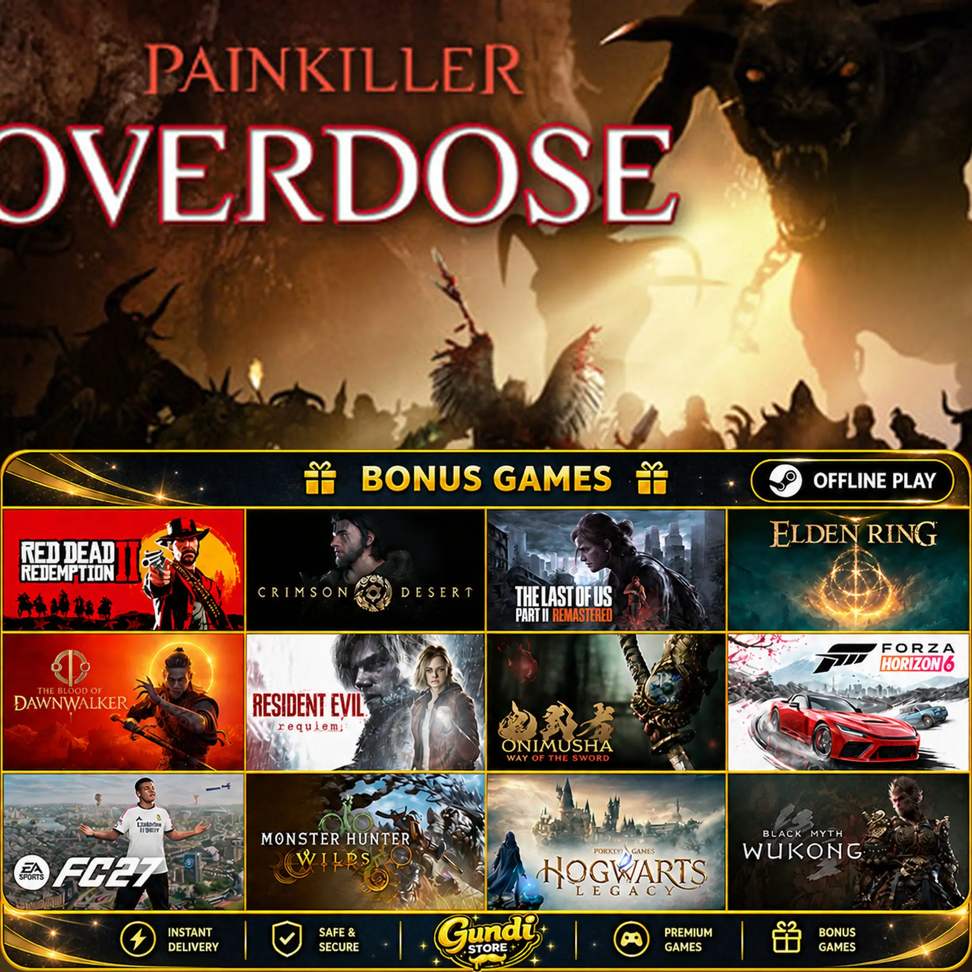 [AUTO CODE] - Painkiller Overdose + BONUS GAME