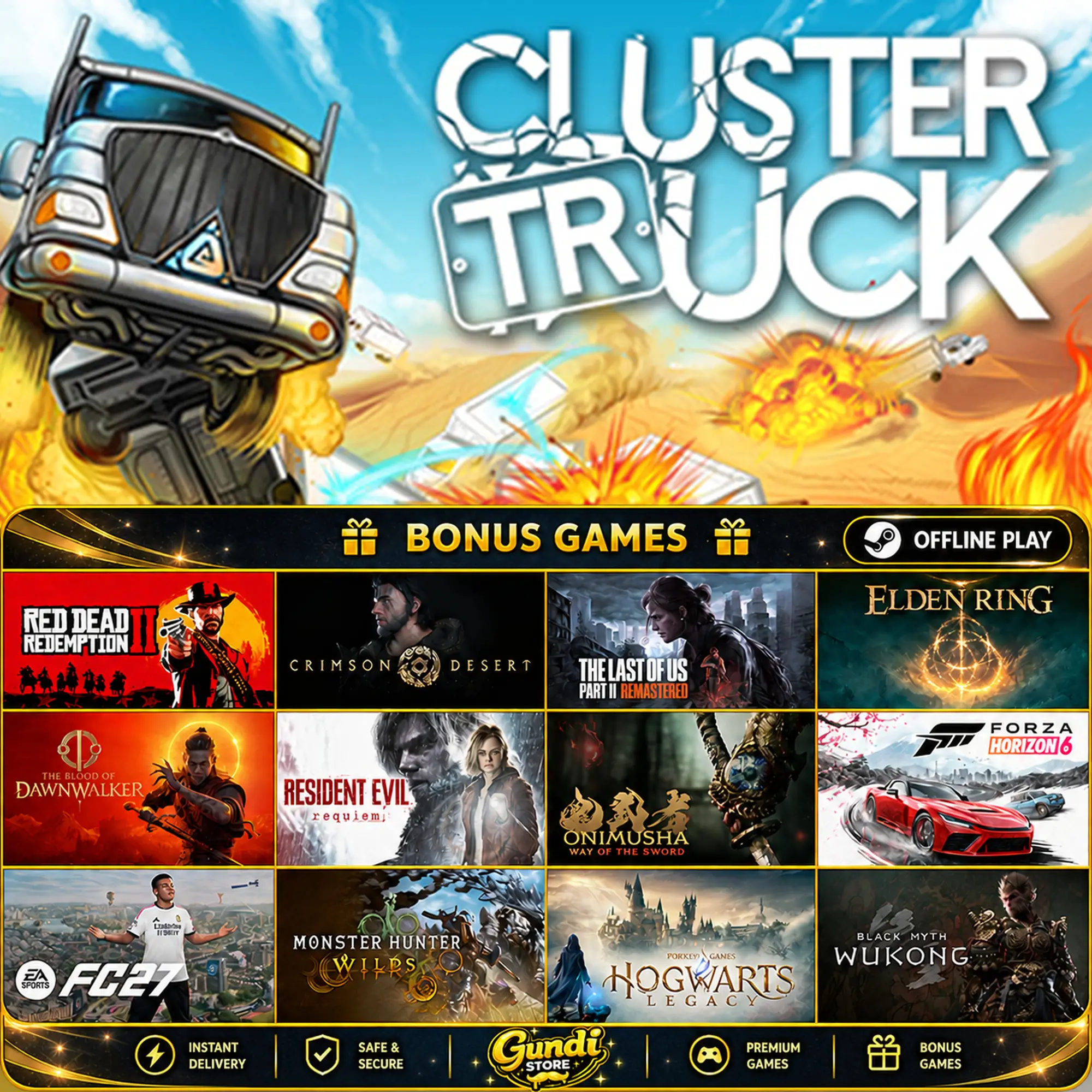 [AUTO CODE] - Clustertruck + BONUS GAME