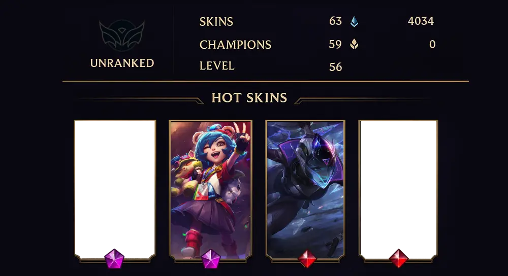 UNRANKED - 56 LVL - 63 SKIN