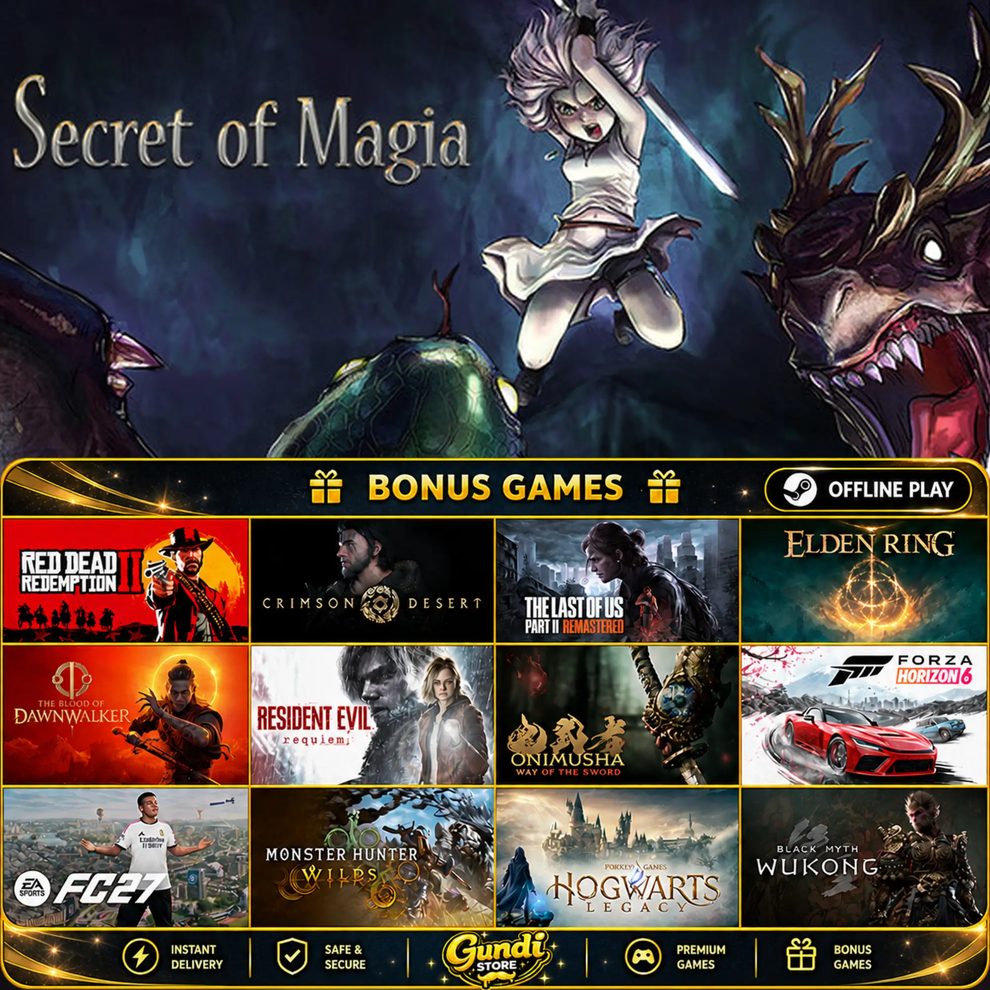 [AUTO CODE] - Secret Of Magia + BONUS GAME