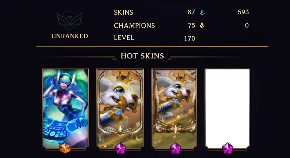 UNRANKED - 170 LVL - 87 SKIN